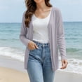 thumbnail image 2 of Vivianyo HD Women's Thin Knit Cardigan V-Neck Long Sleeve, Casual Open Layering Sweater for Women Button Front , Women's Purple, Sizes S-L, 2 of 7