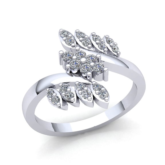 Genuine 2ctw Round Cut Diamond Ladies Bridal Fancy Leaf Anniversary Wedding Band Solid 14K Rose, White or Yellow Gold IJ SI2