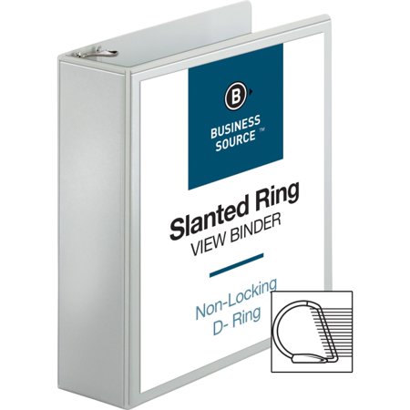 Business Source Basic D-Ring White View Binders - 3" Binder Capacity - D-Ring Fastener - Polypropylene - White - 1.70 lb - 1 Each