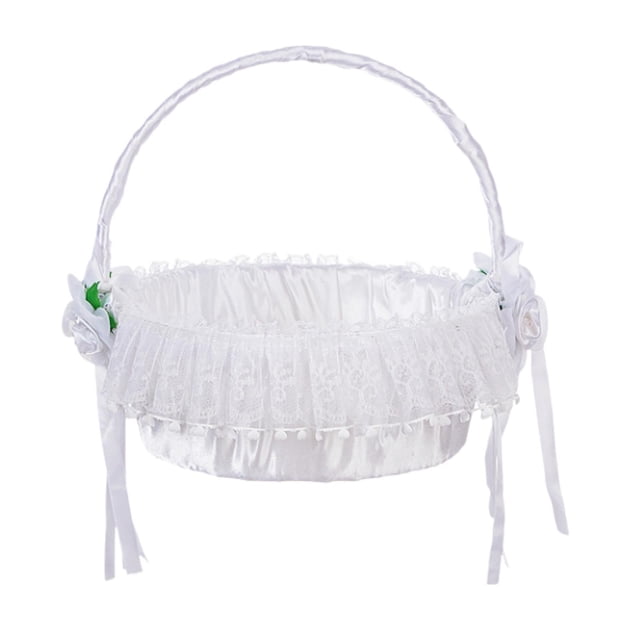 Cesta de boda, cesta para niña de , portátil, única, con encaje de satén para eventos, compromisos, ocasiones festivas, fiestas, niñas