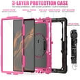 thumbnail image 2 of Dteck Heavy Case for Samsung Galaxy Tab S8 Ultra 2022 Tablet SM-X900/X906 with Built-in Screen Protector, Rugged Shockproof Kickstand Case with Shoulder Strap / Rotate Hand Strap,Rose, 2 of 7