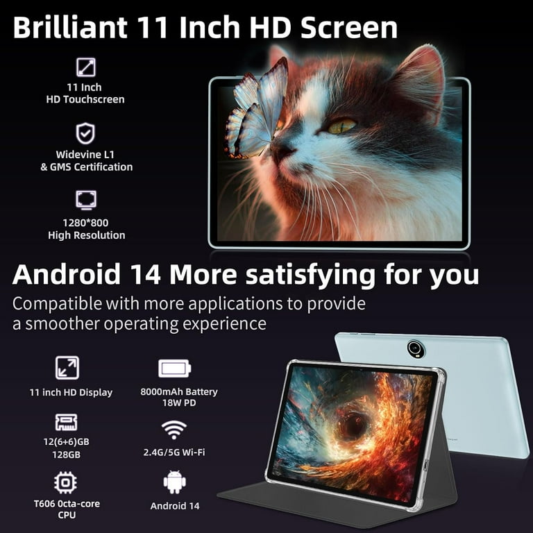 Android 14 Tablet, 11 inch Tablets Octa-Core, 12GB RAM 128GB ROM 1
