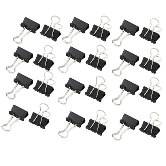 Unique Bargains 24 Pcs 15mm Metal Desk Paper Document Office Stationery Binder Clips Black