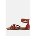 thumbnail image 4 of EMMETH Studs Embellished Red Flat Gladiator Sandals, 4 of 7