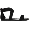 thumbnail image 2 of Women's Journee Collection Lucinda Ankle Strap Flat Sandal Black Microsuede Fabric 11 M, 2 of 6