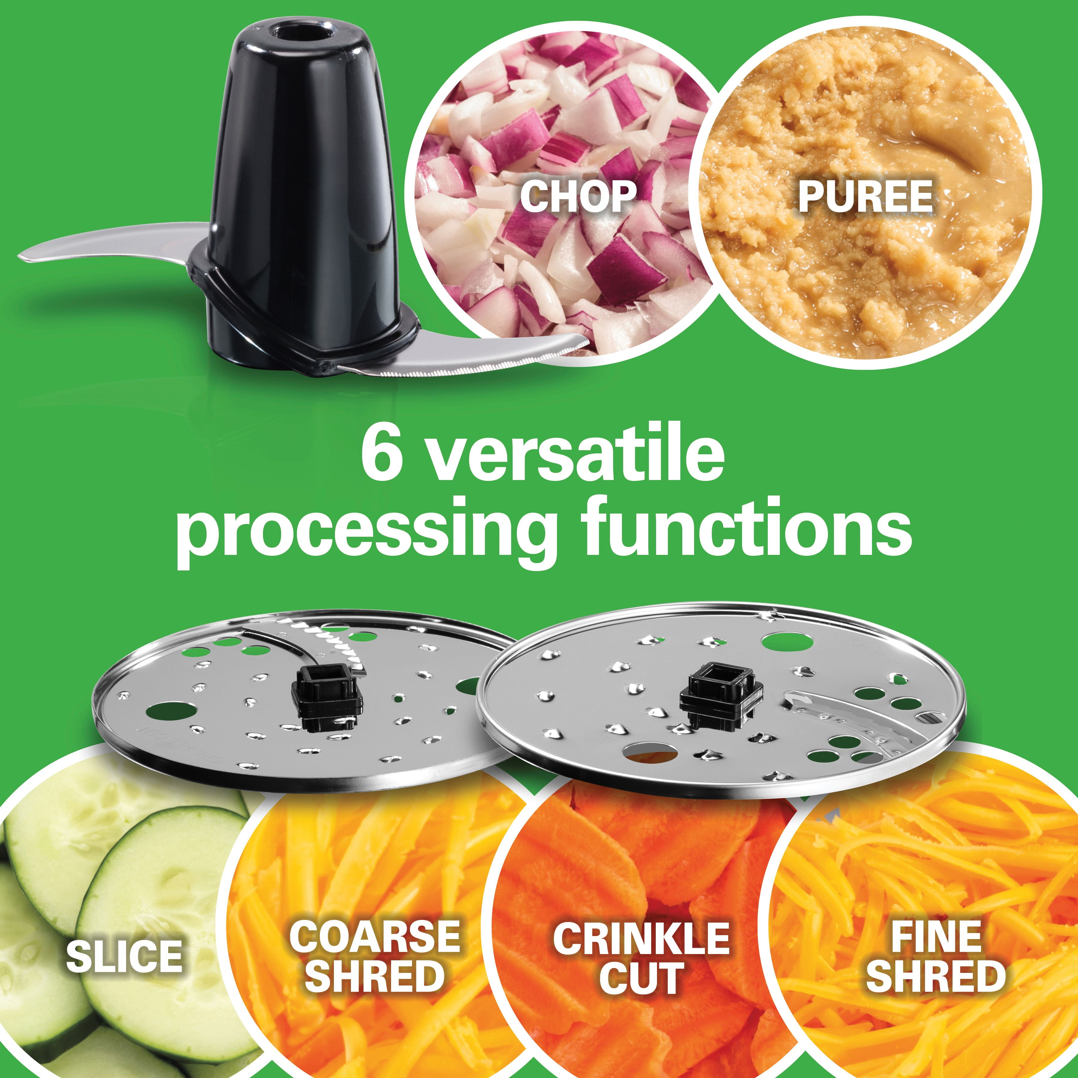 Hamilton Beach ChefPrep 10-Cup Food Processor & Vegetable Chopper with 6  Functions to Chop, Puree, Shred, Slice and Crinkle Cut, Black (70670)