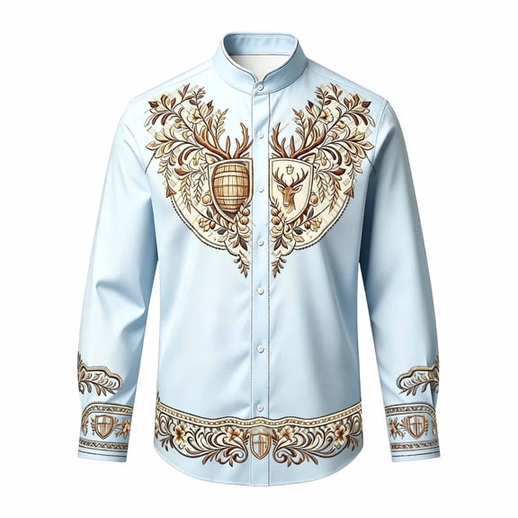 Toddler Boys Stand Collar Shirts Floral Print Button Down Long Sleeve Western Cowboy Fall Summer Casual Tops Tees for Kid Size 3-4T