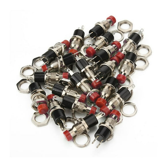 BRIGHTFUFU 20Pcs AC 125V 7mm Mini Momentáneo Encendido Apagado Pulsador Microinterruptor (Rojo)