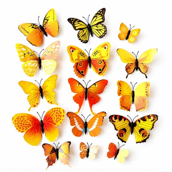 12 Piece 3D Butterfly Wall Decal Set, PVC Butterfly Wall Stickers for Home and Room Decor, TIKA