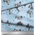 thumbnail image 3 of Soimoi Blue Poly Georgette Fabric Wanderlust & Aeroplane Travel Decor Fabric Printed Yard 52 Inch Wide, 3 of 3
