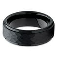 thumbnail image 3 of Silly Kings 8mm Black Hammered Tungsten Carbide Wedding Band Stepped Edge Mens Comfort Fit Ring 8.5, 3 of 5