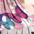 thumbnail image 3 of Pink Butterfly Flower Pattern Blanket,Comfortable Soft Flannel Throw Blanket,All Season,Warm Lightweight Blankets for Sofa Bed Couch Living Room Chair,30"x40", 3 of 4