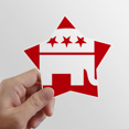 thumbnail image 1 of Elefante rojo emblema del Partido Republicano de Estados Unidos Estrella calcomanías impermeables,vinilo,casco de coche, 1 of 1