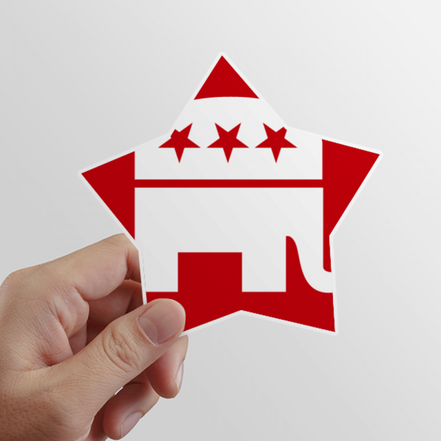 Elefante rojo emblema del Partido Republicano de Estados Unidos Estrella calcomanías impermeables,vinilo,casco de coche