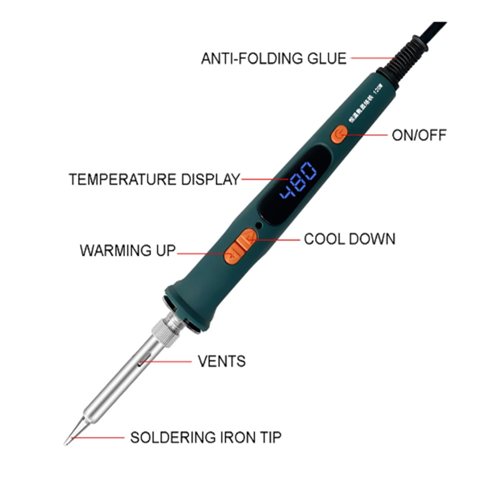 Electric Soldering Iron LCD Welding Tool, Adjustable Temperature Ceramic Heater, Soldering Iron Head Desoldering Pump Set ,Wide Applications