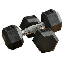 Rubber Hex Dumbbell Set 15lb Pair for Home Gym Strength Training Black