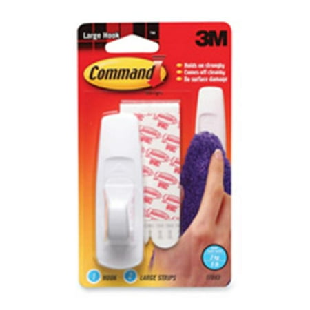 Command Christmas Commercial 3M Commercial Office Supply Div. MMM17001 Reusable Adhesive Hooks- Med- Holds 3 lb.- 2-PK- WE ()