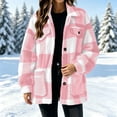 thumbnail image 6 of Fleece Jackets for Women Plaid Fuzzy Shacket Lapel Collared Button Down Jacket Sherpa Oversized Warm Fall Winter Coat with Pockets, 6 of 9