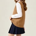 thumbnail image 4 of Spazoro Girls Knit Vest V Neck, Solid Color Breathable Sleeveless Ribbed Trim Regular Fit Preppy Layering Sweater Vest for Kids Khaki Size 7-8, 4 of 8