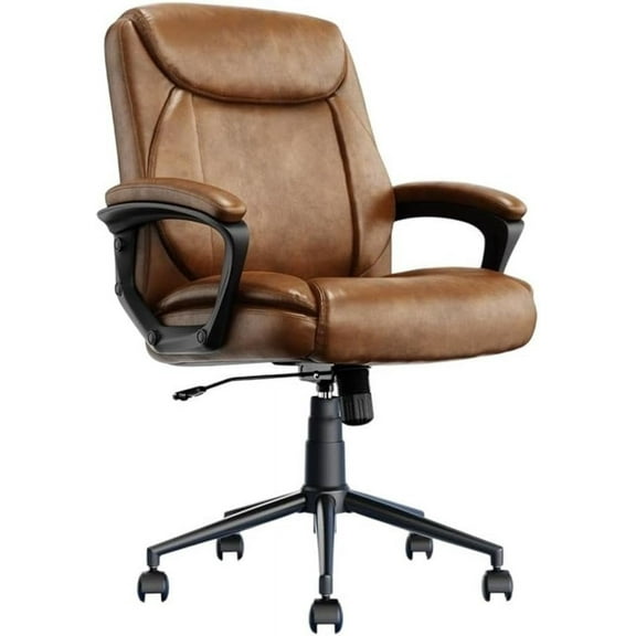 Transform 1.0 Ergonomic Bonded Leather Swivel Desk Chair, Cognac (CCHR10001A)