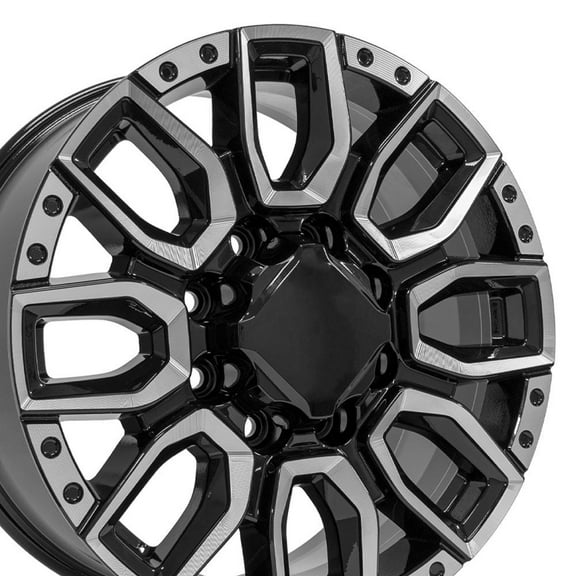 OE Wheels CV97A 20 Inch Rim Fits GMC Sierra 2500/3500 Denali Style 8x165.1 20x8.5 Gloss Black with Milled Edge - Hollander 14125 (1)