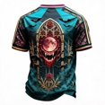 thumbnail image 4 of Hsovts T Shirts for Men Short Sleeve Halloween Skull Print Round Neck T Shirts Loose Funny Pull on Shirts Cyan 3XL, 4 of 4