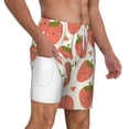 thumbnail image 3 of Picia Hand Drawn Strawberry pattern Mens Swim Trunks with Compression Liner Stretch Beach Shorts Quick Dry with Zipper Pockets No-Chafing Board Shorts-Large, 3 of 9