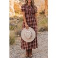 thumbnail image 6 of ZhiHiMeRi Red Plaid Midi Dress for Women – Smocked High Waist Fall Style XL, 6 of 9
