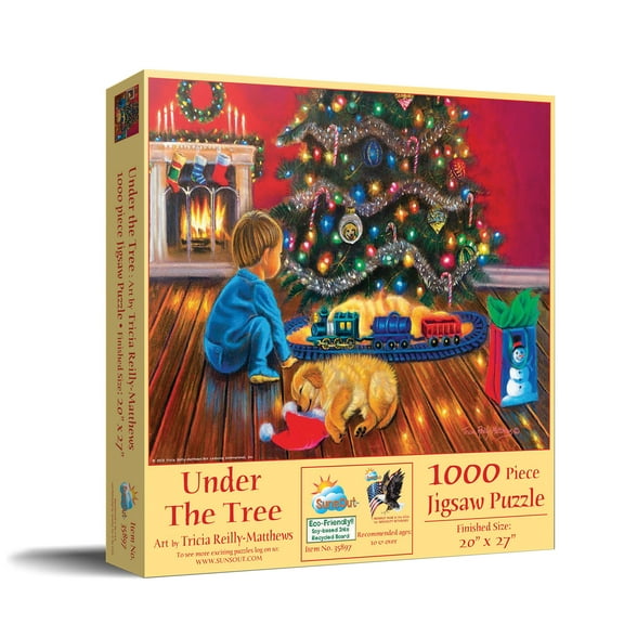 SUNSOUT INC - Under the Tree - 1000 pc Jigsaw Puzzle by Artist: Tricia Reilly-Matthews - Finished Size 20" x 27" Christmas - MPN# 35897