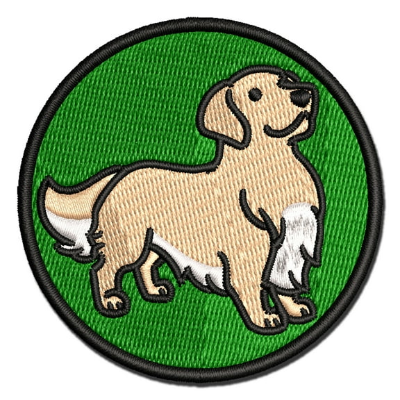 Golden Retriever Standing Dog Applique Multi-Color Embroidered Iron-On Patch - 2.5 Inch Small