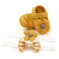 thumbnail image 1 of Baby Girl Anti-Slip Sole Newborn Infant First Walkers Shoes with 2 Headbands, 1 of 6