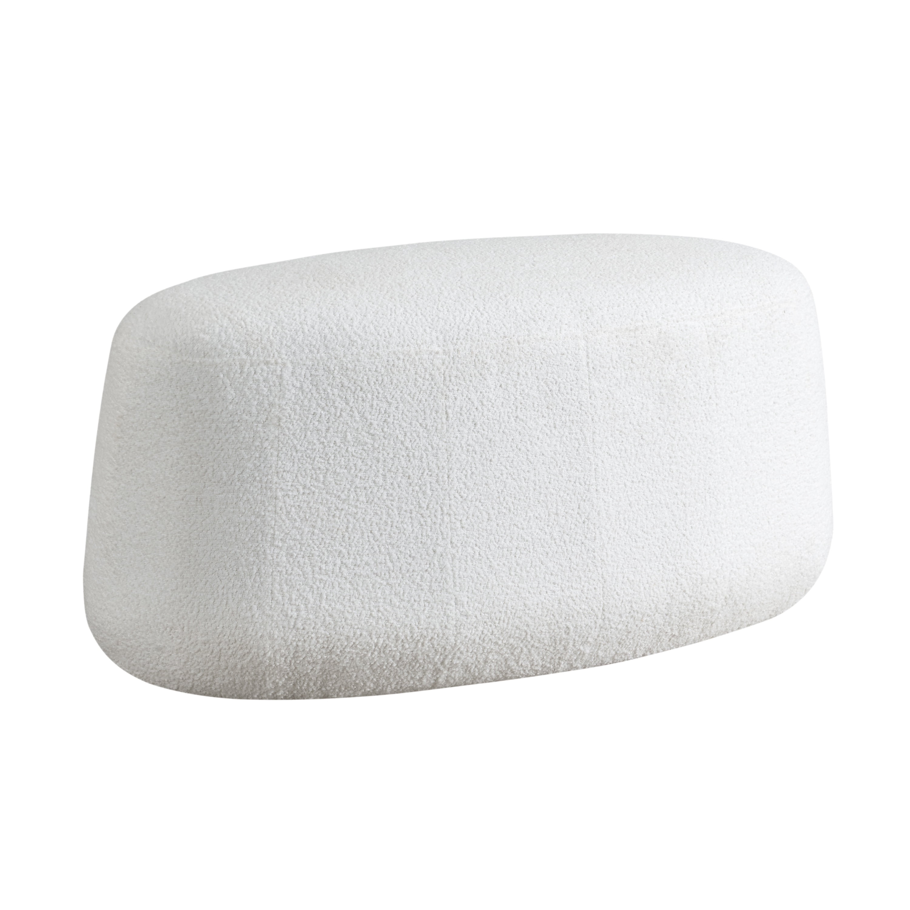 Studio Living Kingston Modern Upholstered Ottoman, White Boucle Fabric