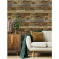 Peel and Stick Wood Plank Wallpaper Shiplap 17.7"x 19.7ft Brown