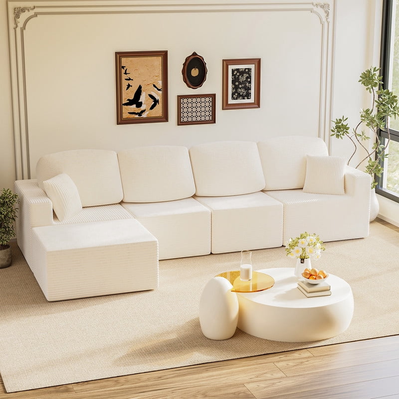 Homall 126" Modular Sectional Sofa L-Shaped Boneless No Assembly Required Cloud Couches with Deep Seat for Living Room
