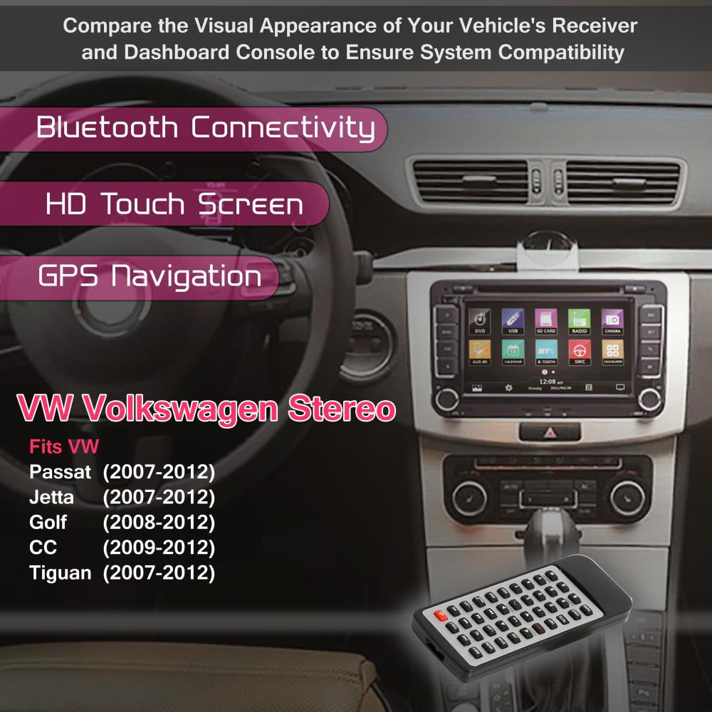 delicaat meest voor eeuwig Volkswagen VW Universal Replacement Stereo Receiver, Plug-and-Play Direct  Fitment Radio Headunit (Compatible with Passat, Jetta, Tiguan, CC, Golf) -  Walmart.com