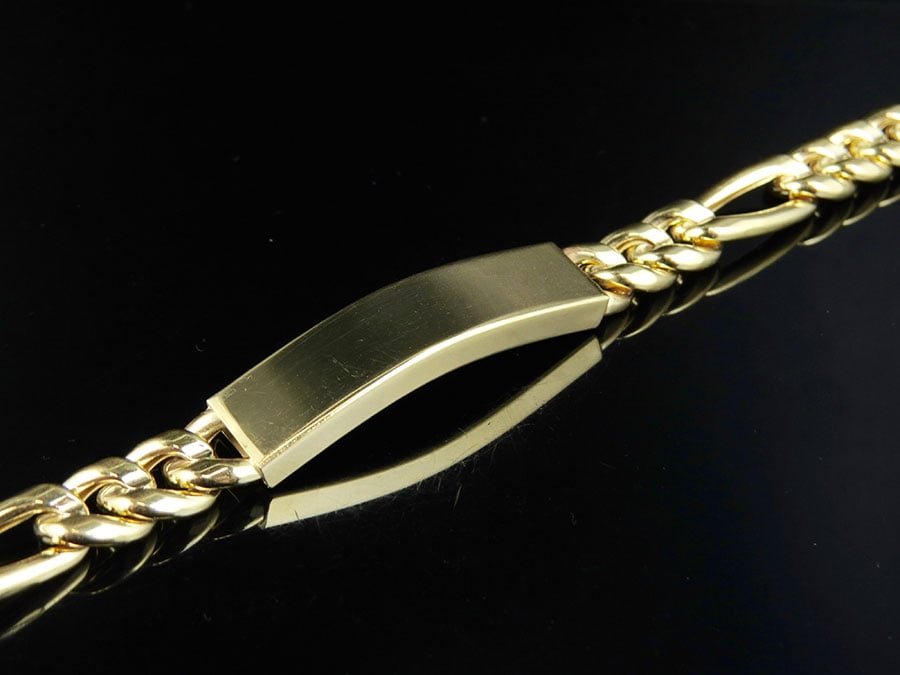 Men's Solid 10K Yellow Gold Figaro Link Style ID Bracelet 10MM 9" by Jewelry Unlimited