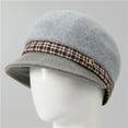 thumbnail image 2 of Lnzyyephy Women Fashion Knitted Newsboy Hats Houndstooth Print Warm Painter Visor Beret Classic Retro Cabbie Hat for Daily Travel, 2 of 3