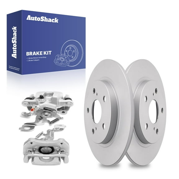 AutoShack Rear Brake Rotors Calipers | Replacement for 2014 Toyota Matrix 1.8L FWD | Coated | 4-PC Brake Kit | ArmorStop