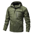 thumbnail image 1 of JHLZHS Work Jacket for Men Mens Hooded Outdoor Jacket Solid Color Long Sleeve Zipper Pocket Male Autumn Jacket Retro Style Men's Winter Jacket 110, 1 of 2