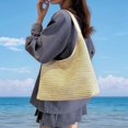 thumbnail image 2 of Women Straw Shoulder Bag, Large Capacity Woven Underarm Tote Handbag for Beach Vacation Travel Daily Commute, 2 of 3