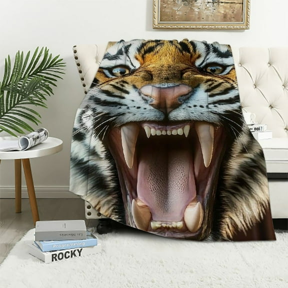 Patifu Tiger Blanket  Soft Warm Plush Wild Animal Throw Blanket Lightweight Plush Fuzzy Cozy Mexican Tiger Blanket for Lover Kids Adult Suitable for Couch Sofa Bed  40x50in