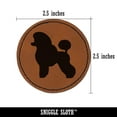 thumbnail image 2 of Miniature Poodle Dog Solid 2.5" Faux Leather Round Engraved Iron-On Patch - Brown, 2 of 6