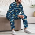 thumbnail image 7 of Balery Cartoon Surfer Sharks Pattern Pajama Sets for Men Long Sleeve 2 Piece Sleepwear Loungewear Sets Soft PJ's with Pockets Long Sleeve Comfy Pj Sets-Large, 7 of 7