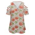 thumbnail image 4 of Hand Drawn Peach Pattern Womens Summer V Neck Zipper Top Short Sleeve T Shirt Off Shoulder Top Casual Classy Loose Shirts, 4 of 7