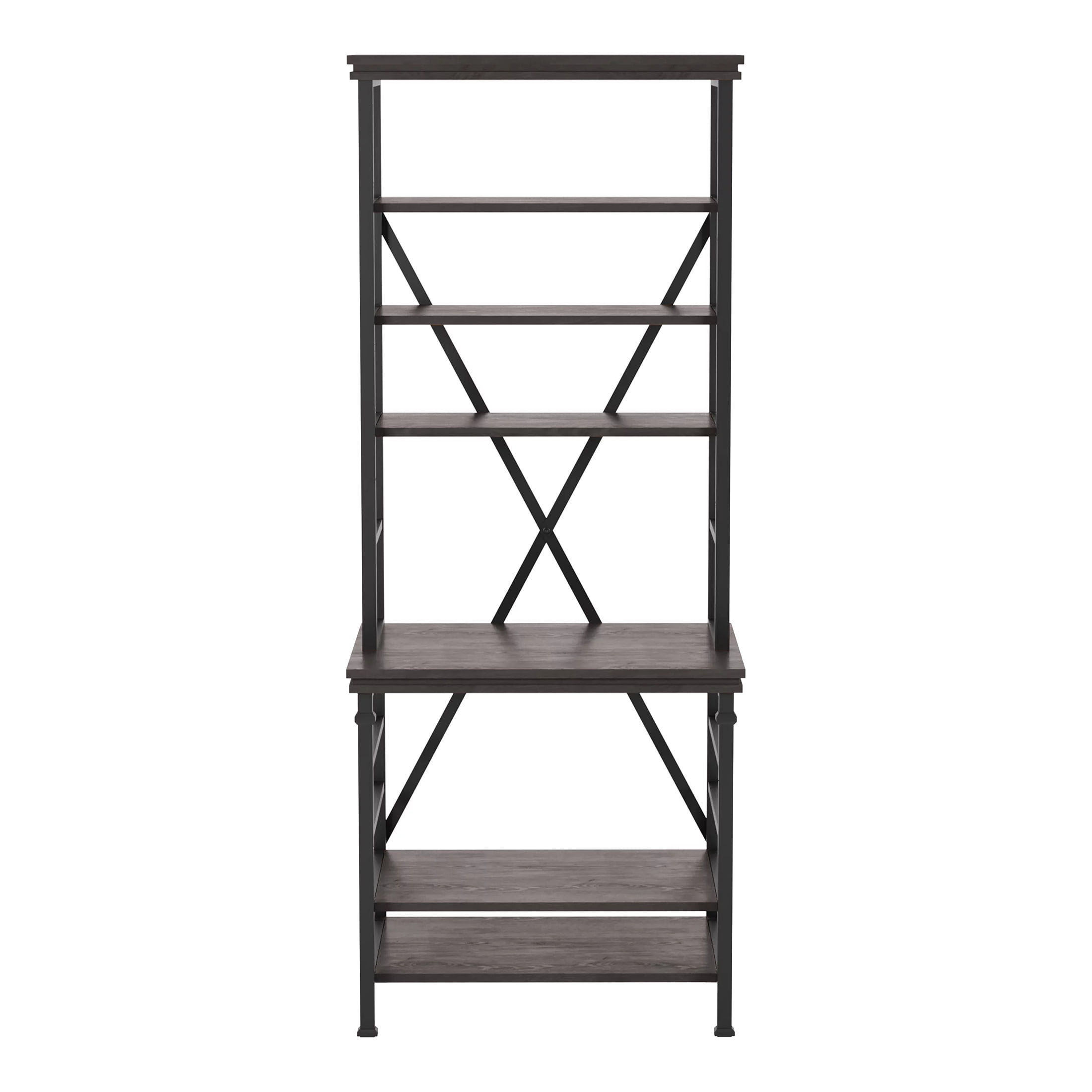 Furniture of America Traze 6-Shelf Bookcase, Antique Gray