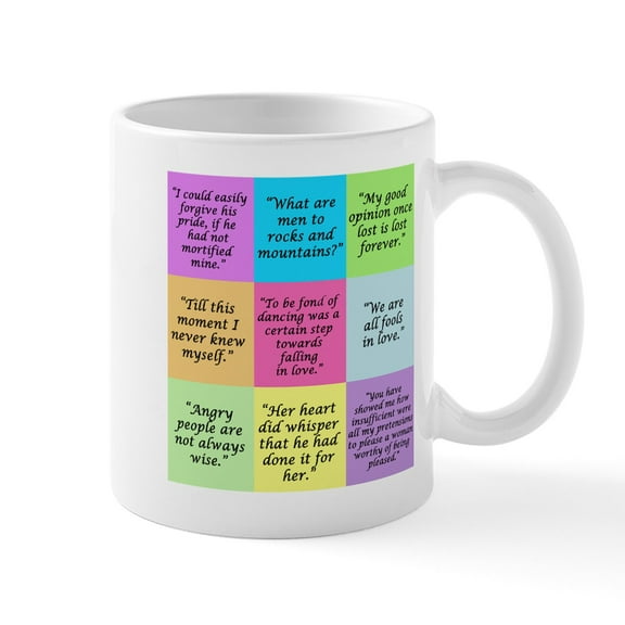 CafePress - Pride And Prejudice Quotes Mugs - 11 oz Ceramic Mug - Novelty Coffee Tea Cup