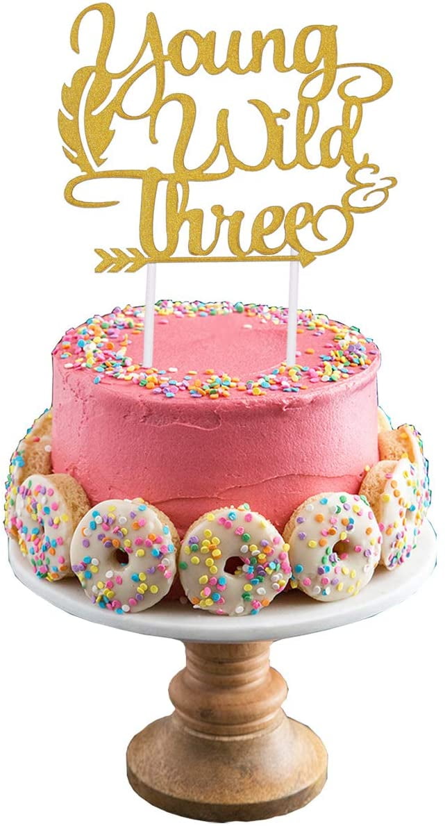 Glitter Cake Topper | Third Birthday Party Wild One Young Wild And Three Cake Topper Young /& Wild Wild Birthday