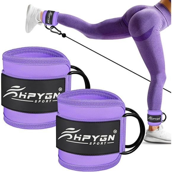 shiyou-Ankle Strap for Cable Machine Attachment, Gym Ankle Cuff for Leg Extensions, Lower Body Exercises, Booty Hip Abductors Exercise for Men Women, A Pair Adjustable Leg Straps with Neoprene Paddin