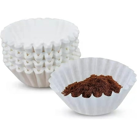 8-12 Cup Coffee Filters White Paper,Coffee Makers and Drip Coffee Pots Junior Basket Style, Chlorine Free Coffee Filter, 100 Count
