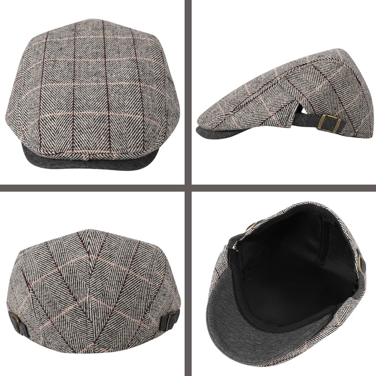 Bocaoying Men's Adjustable Newsboy Caps, 2-Pack Black/Grey photo 4